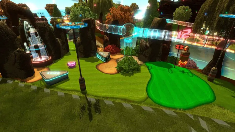 Golftopia Review-Test - SciFi Golfer in bunt - SimGolf or SimTycoon - Nice decorations