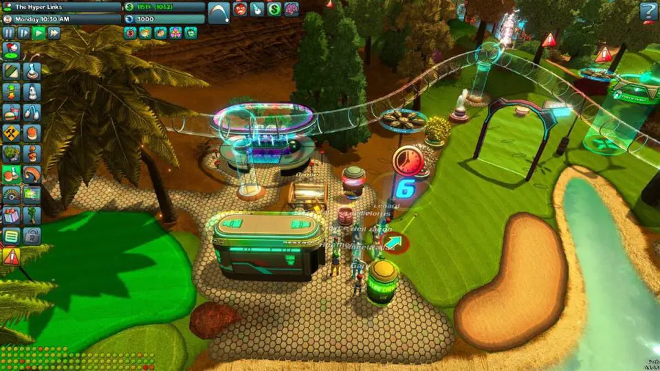 Golftopia Review-Test - SciFi Golfer in bunt - SimGolf or SimTycoon - Shops and Toilets