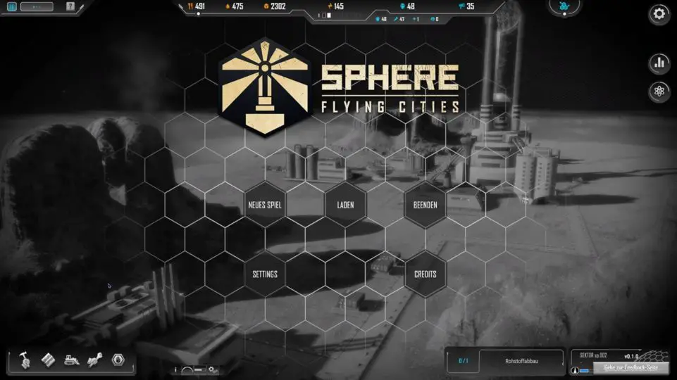 Sphere Flying Cities - Survival Aufbau Strategie im Himmel - main menu - Hauptmenü