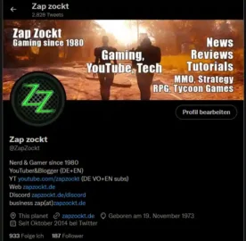 ZapZockt Social Media 
Twitter, Facebook, 
Instagram, Discord