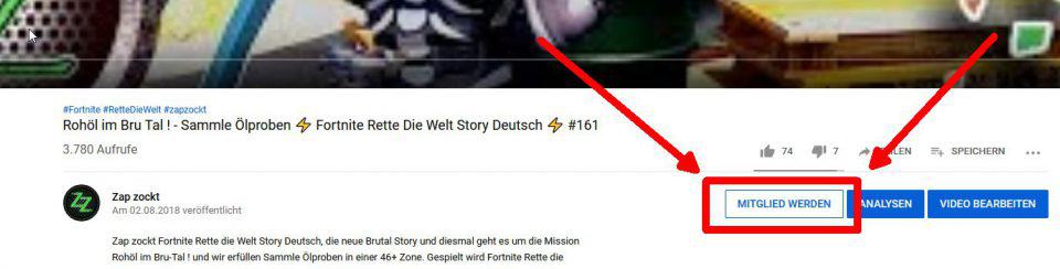 YouTube Kanal Mitglied und Kanal Mitgliedschaft - Mitglied werden Button