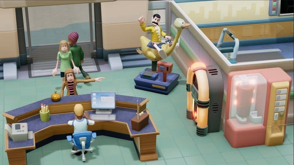 Two Point Hospital DLC Test (Review Deutsch) Bigfoot - Pebberly Island - Close Encounters -  Retro Items Pack Entenreiter Automat