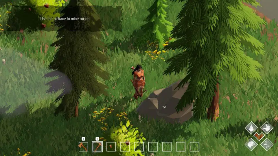 Above Snakes Preview zum Kickstarter - spannender Rogue-lite Survival Basenbau im Wilden Westen - cute but strong girl in the woods - süßes aber starkes Mädel im Wald