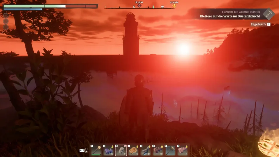 Enshrouded Review - Test - Blick in den Sonnenuntergang