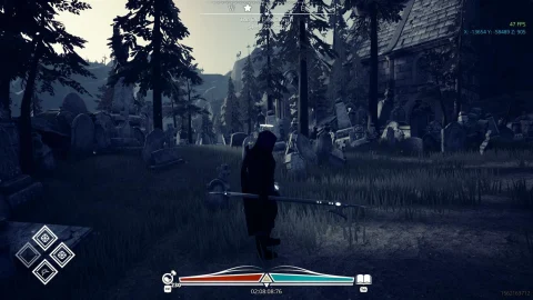 Holomento - frisches roguelite 3D Adventure RPG - Early Access (p)Review - Test 8 Holomento Review
schwarz-weiß Effekte auf dem Friedhof