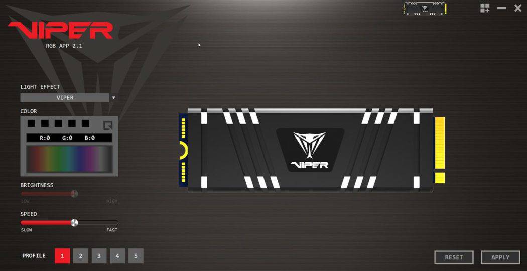 Patriot Viper Gaming SSD VPR100 RGB 512GB M2 NVME Review - Test -Viper RGB Sync App v2.1 02