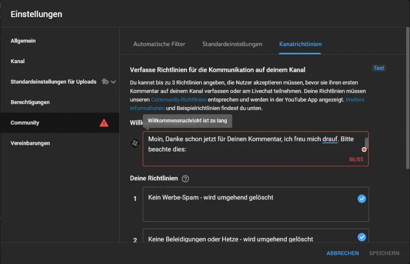 Youtube News - Channel Guidelines - Kanalrichtlinien
neues Feature für Livechats und Kommentare auf YouTube